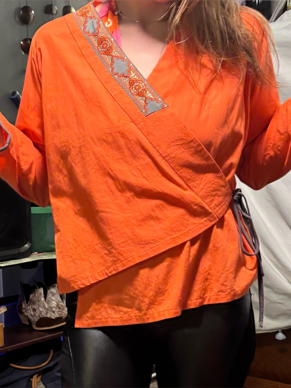 Section 9 Embroidered Wrap Top